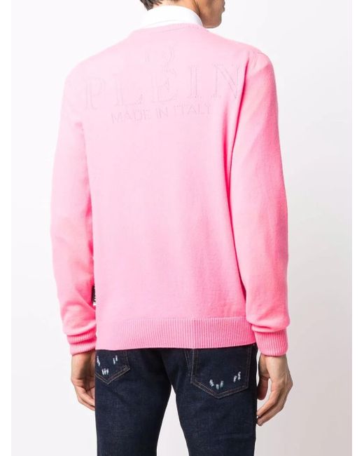 Philipp Plein Pink Crew Neck Cashmere Jumper for men
