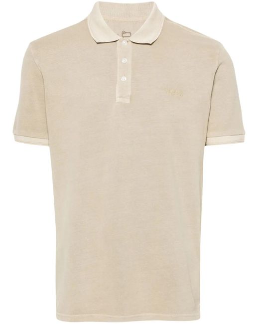 Woolrich Natural Mackinack Logo-Embroidered Polo Shirt for men