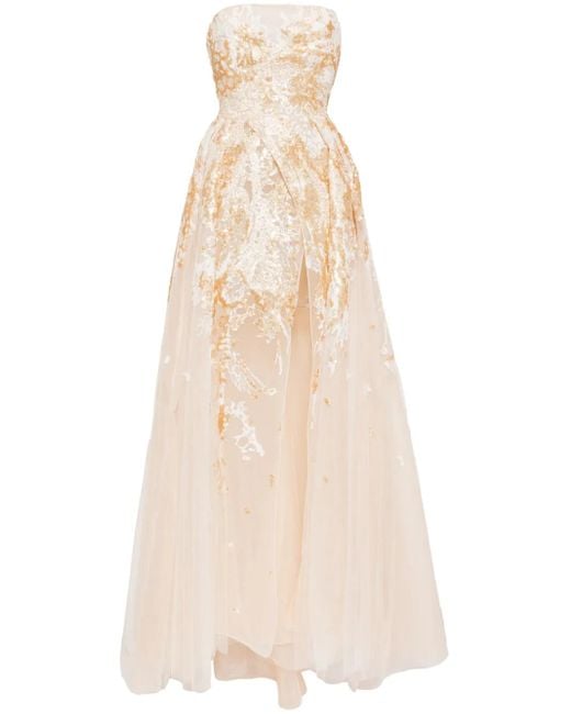 Saiid Kobeisy Natural Embroidered Dress