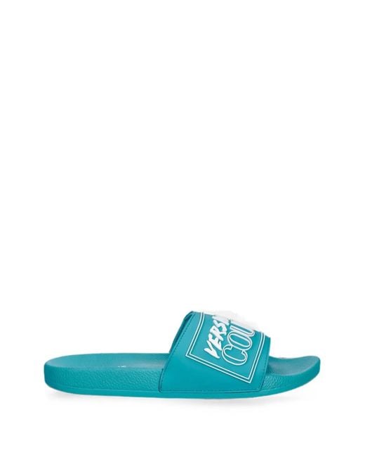 Versace Jeans Couture Blue Logo-Patch Slides for men