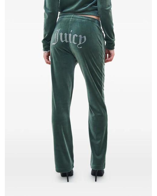 Juicy Couture Green Diamanté Velour Track Pants