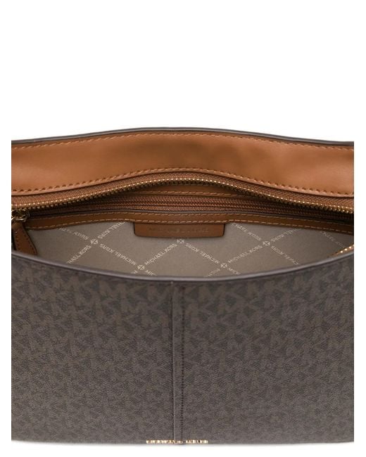 MICHAEL Michael Kors Brown 'Alice' Leather Shoulder Bag With All-Over Logo