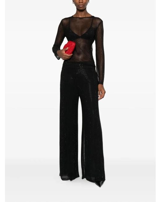 Marella Black Sequin-embellished Wide-leg Trousers