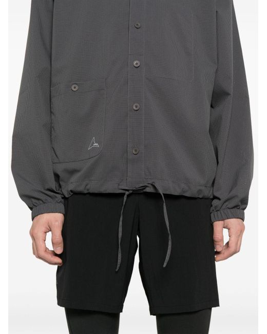 Roa Gray Camp-collar Perforated Shirt for men