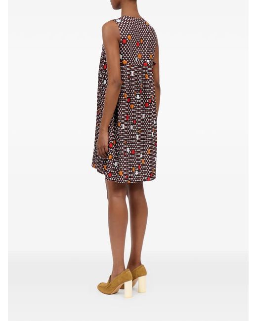 MM6 by Maison Margiela Red V-Neck Floral-Print Mini Dress