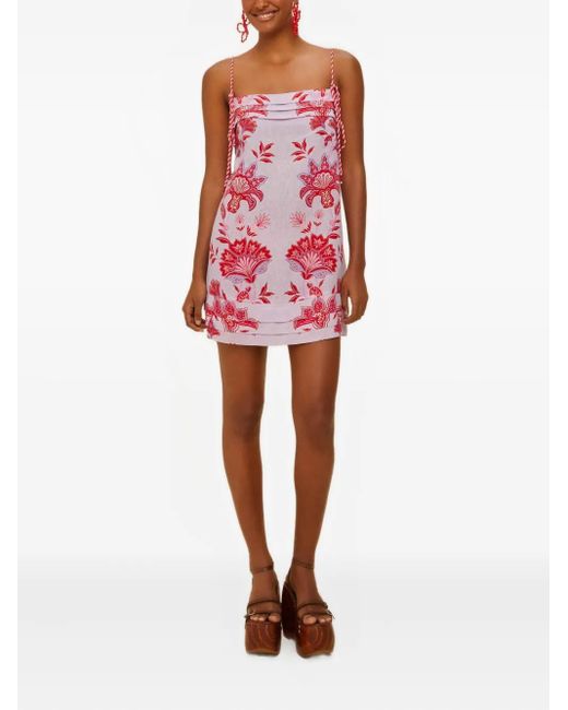 Farm Rio Red Rope Strap Floral Garden Mini Dress