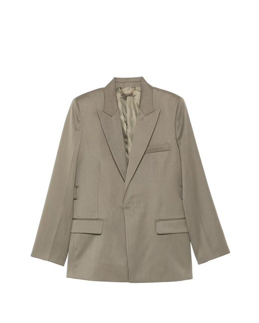 Victoria Beckham Natural Belted Tailored Jacket