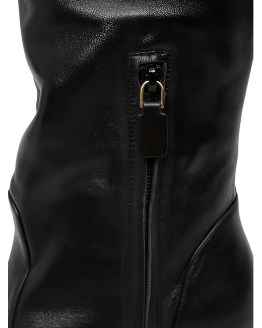 Stuart Weitzman Black Glossed-Leather Knee Boots