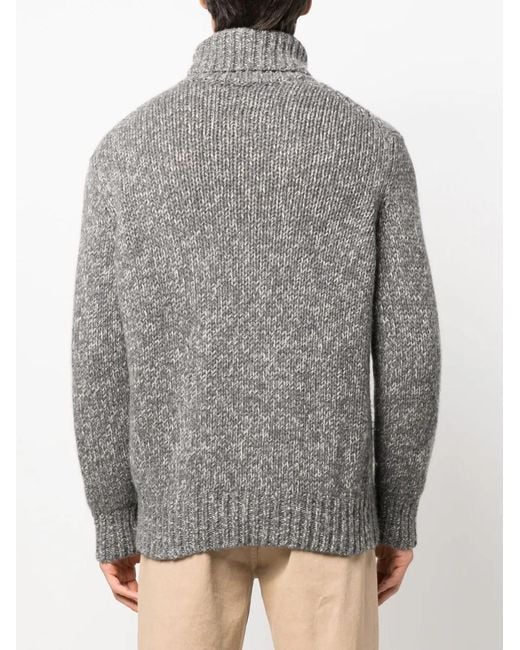 Brunello Cucinelli Gray Braided Turtle Neck Sweater for men