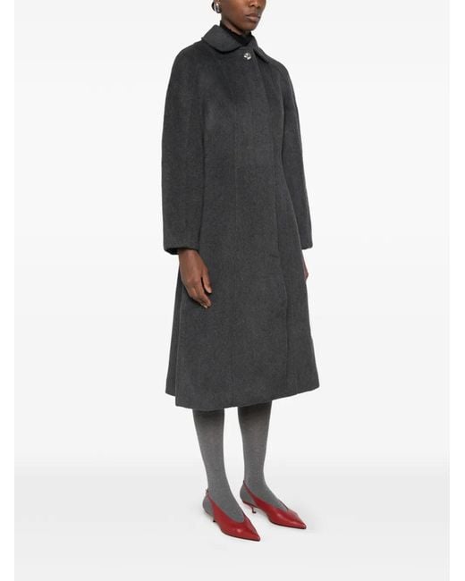 Stine Goya Black Shirred-Waist Single-Breasted Coat
