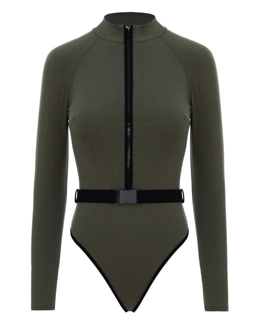 Noire Swimwear Green Long-Sleeve Swimsuit