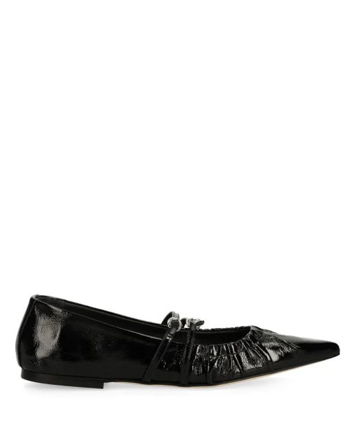MSGM Black Ruched Ballet Flats