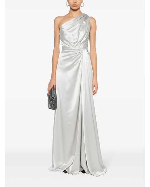 Dolce & Gabbana White Off-Shoulder Silk Gown