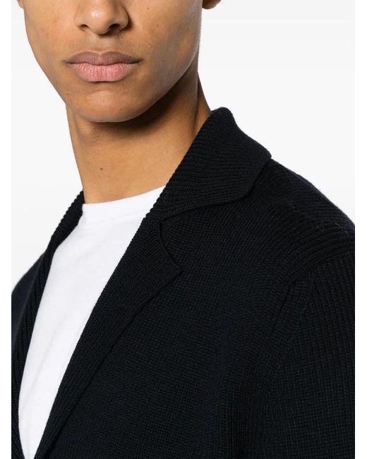 Zanone Blue Notched-Lapels Virgin-Wool Blazer for men