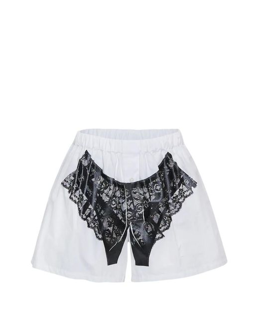 VAQUERA Gray Trompe L'Oeil Print Shorts