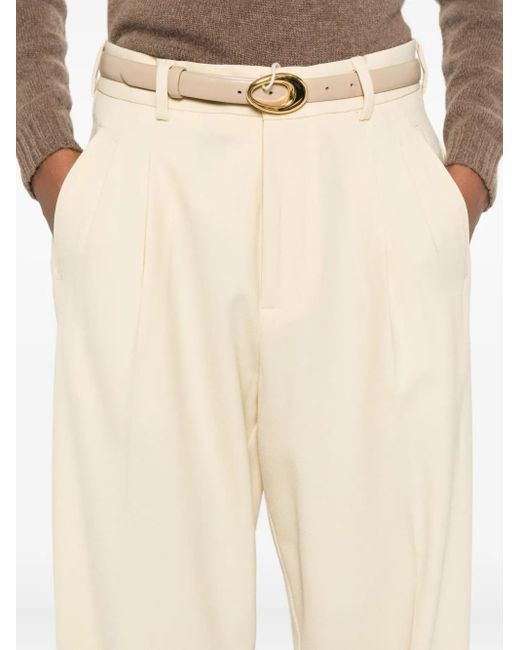 SOLOTRE Natural Pleat-Detail Trousers