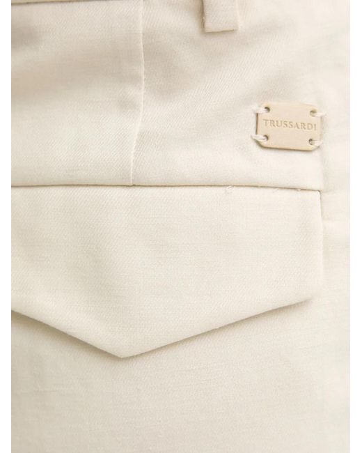 Trussardi White Pleated Logo-Patch Shorts