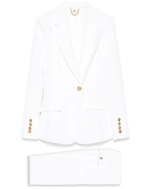 Elisabetta Franchi White Single-Breasted Suit