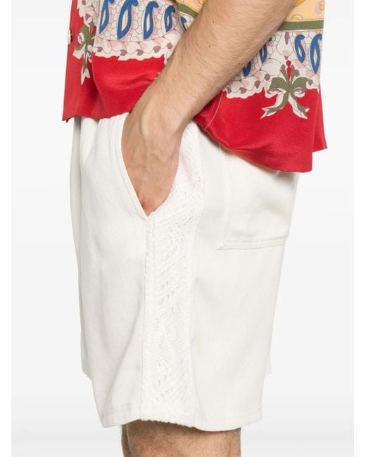 Represent White Knitted-Panel Shorts for men