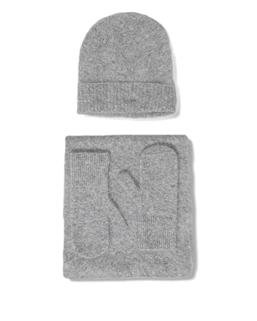 IRO Gray Logo Knitted Beanie Hat Set