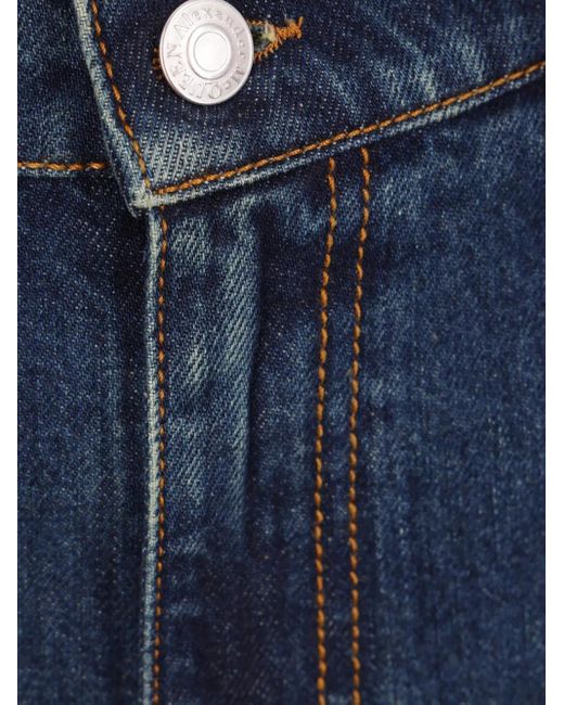 McQueen Blue Stylish Jeans With Calfskin Trim
