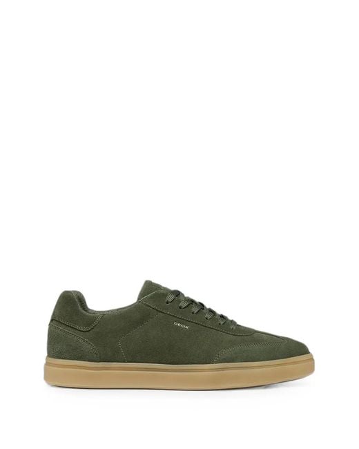 Geox Green Suede Panelled Sneakers for men
