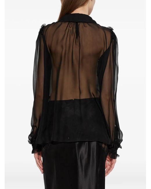 Dolce & Gabbana Black Ruffled Sheer Blouse