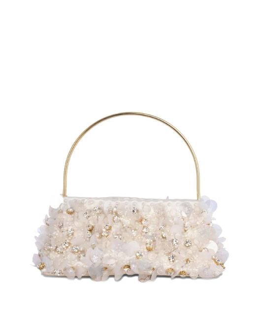 Vanina White Eclat De Lune Sequin-Embellished Clutch Bag