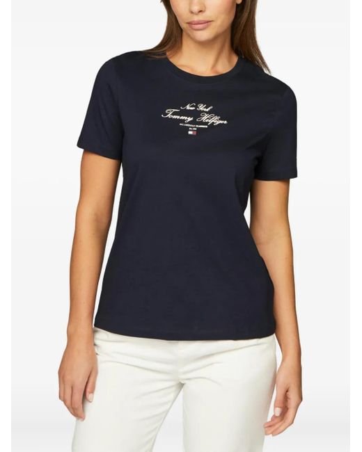 Tommy Hilfiger Blue Logo-Print T-Shirt