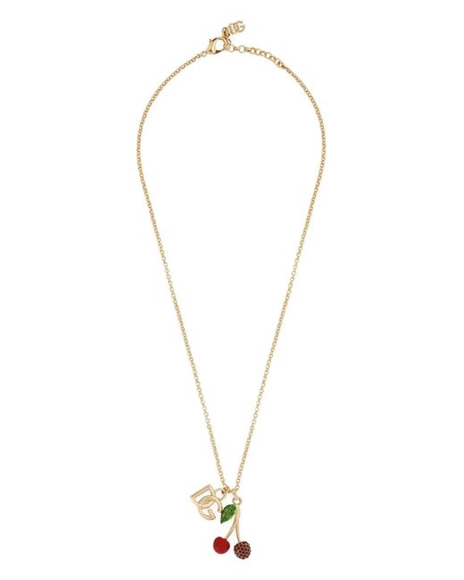 Dolce & Gabbana White Logo-Charm Polished Necklace