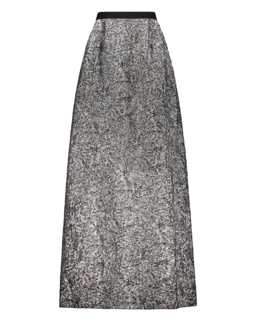 Alberta Ferretti Gray Embroidered Long Skirt