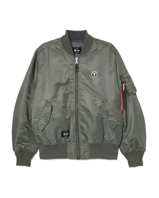 Aape By A Bathing Ape Gray Logo-Patched Bomber Jacket for men