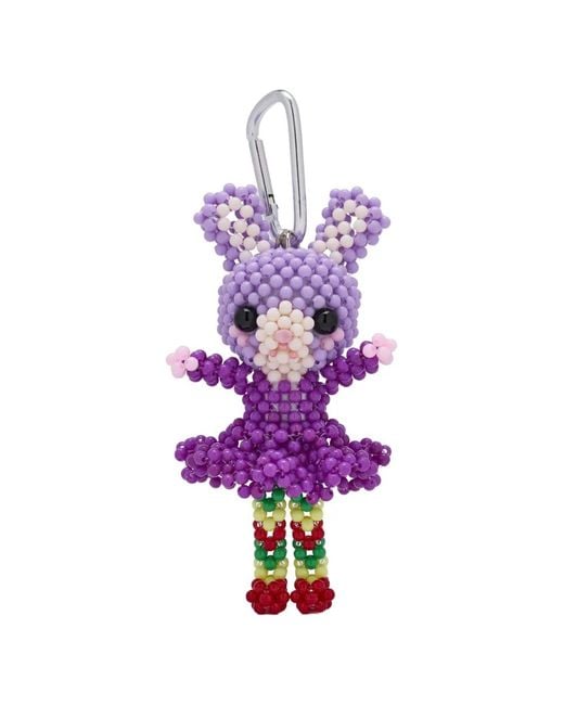 Chopova Lowena Purple Sad Jerboa Beaded Keyring