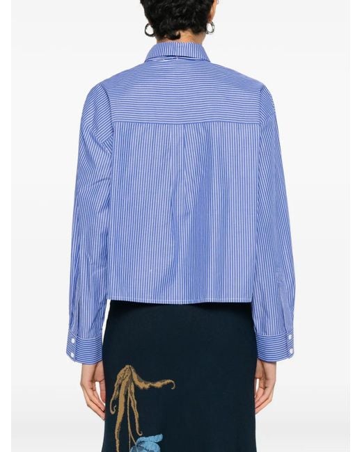 Maje Blue Rhinestone Shirt With Removable Tie