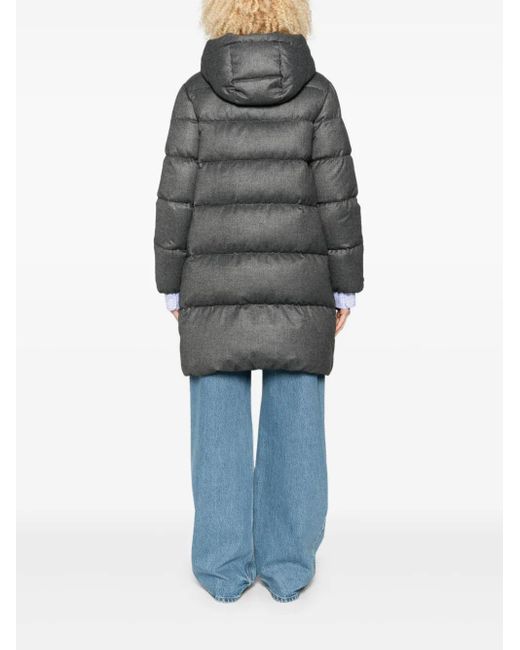 Peserico フーデッド キルティングコート Gray