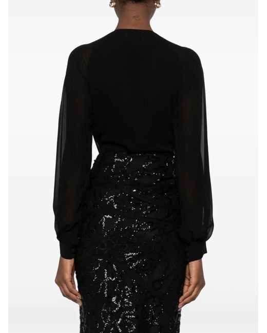 Botsi Black Wrap Long-Sleeve Blouse