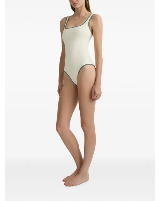 Bondi Born White Mckenna Contrast-Trim Swimsuit