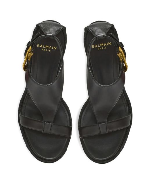 Balmain Black Anthem Wedge Espadrilles