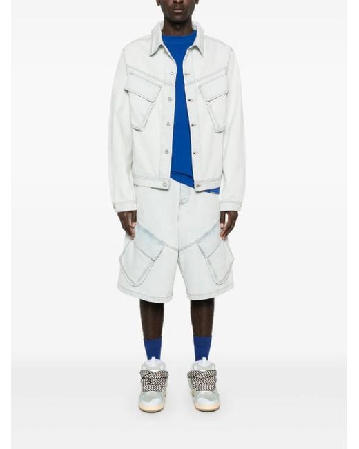 Marcelo Burlon White Denim Cargo Jacket for men