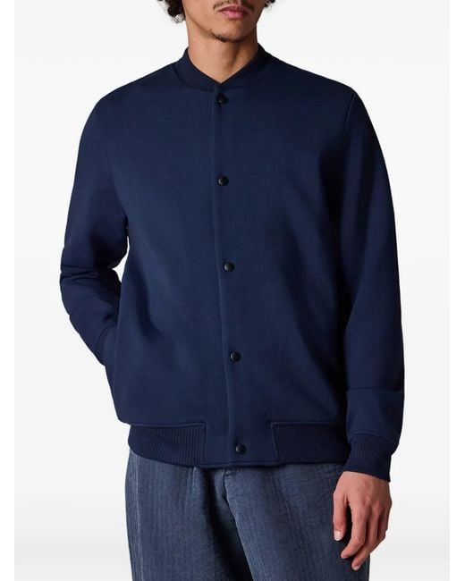 Paul Smith Blue Button Stripes-Detail Bomber Jacket for men