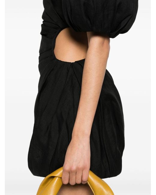 Chloé Black Gerafftes One-Shoulder-Kleid