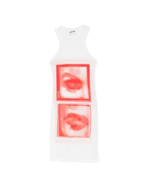 Jean Paul Gaultier White Robe Courte À Imprimé Yeux
