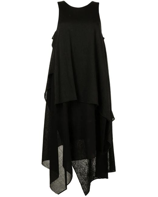 Forme D'expression Black Layered-Detail Asymmetric Dress
