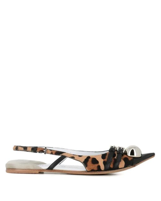 Dove Nuotano Gli Squali Natural Leopard-Print Slingback Flats