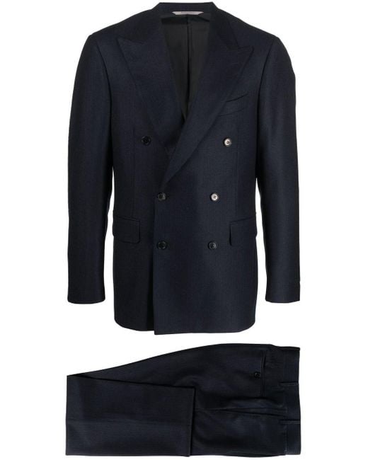 Canali Doublebreasted Wool Suit in Blue for Men Lyst UK