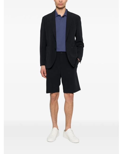 Manuel Ritz Black Logo-Patch Belt-Loop Shorts for men