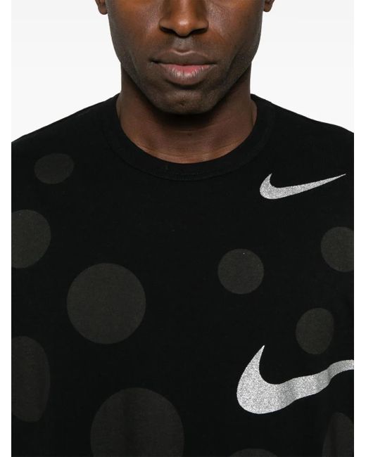 COMME DES GARÇON BLACK Black X Nike Swoosh Logo-Detail T-Shirt