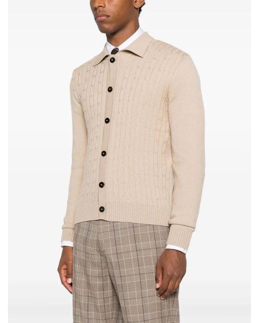 Ernest W. Baker Natural Cable-Knit Collared Cardigan for men