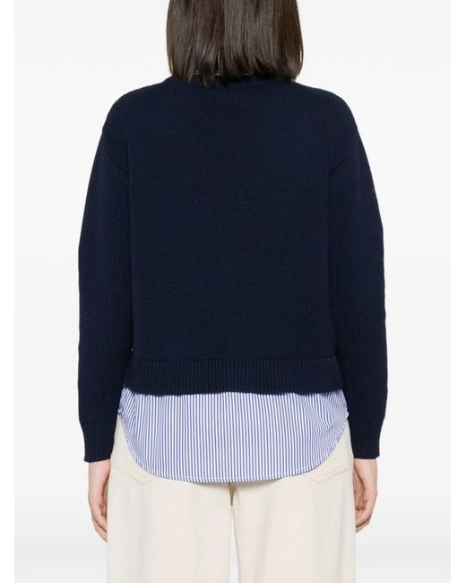 Ralph Lauren Blue Pull Boutonné À Effet Superposé