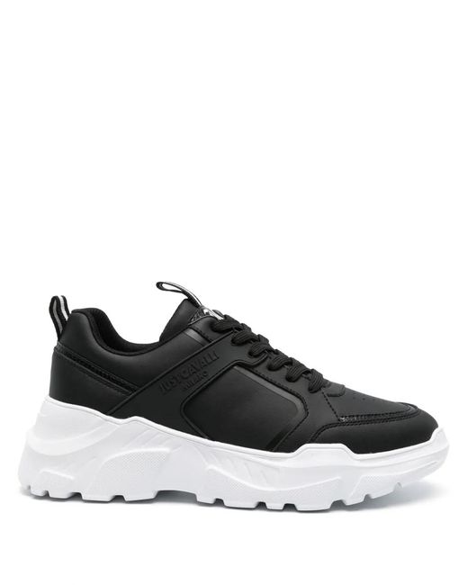 Just Cavalli Black Logo-Embossed Chunky Sneakers for men